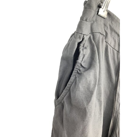St. Tropez West Women Gray Linen Drawstring Wide-Leg Pants Size M Preppy Coastal - Picture 2 of 9